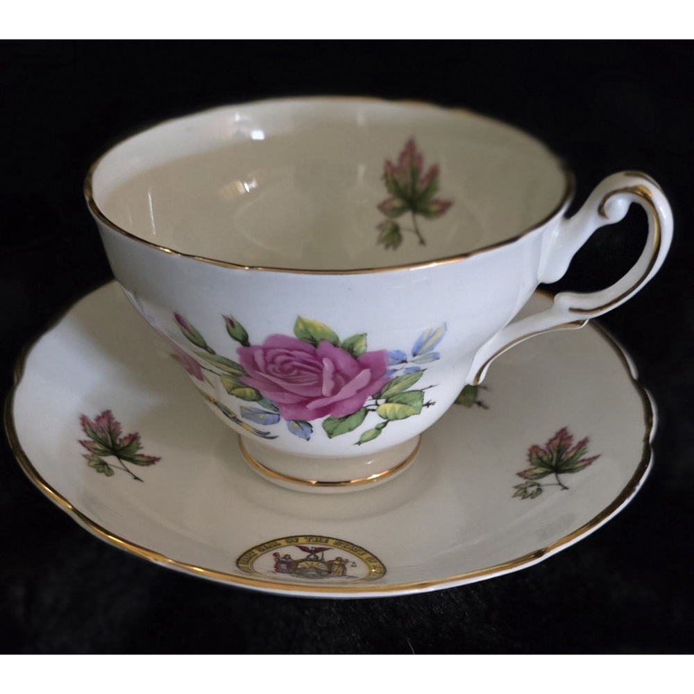 Vintage Regency New York Bone China Red Rose Rose Tea Cup and Saucer